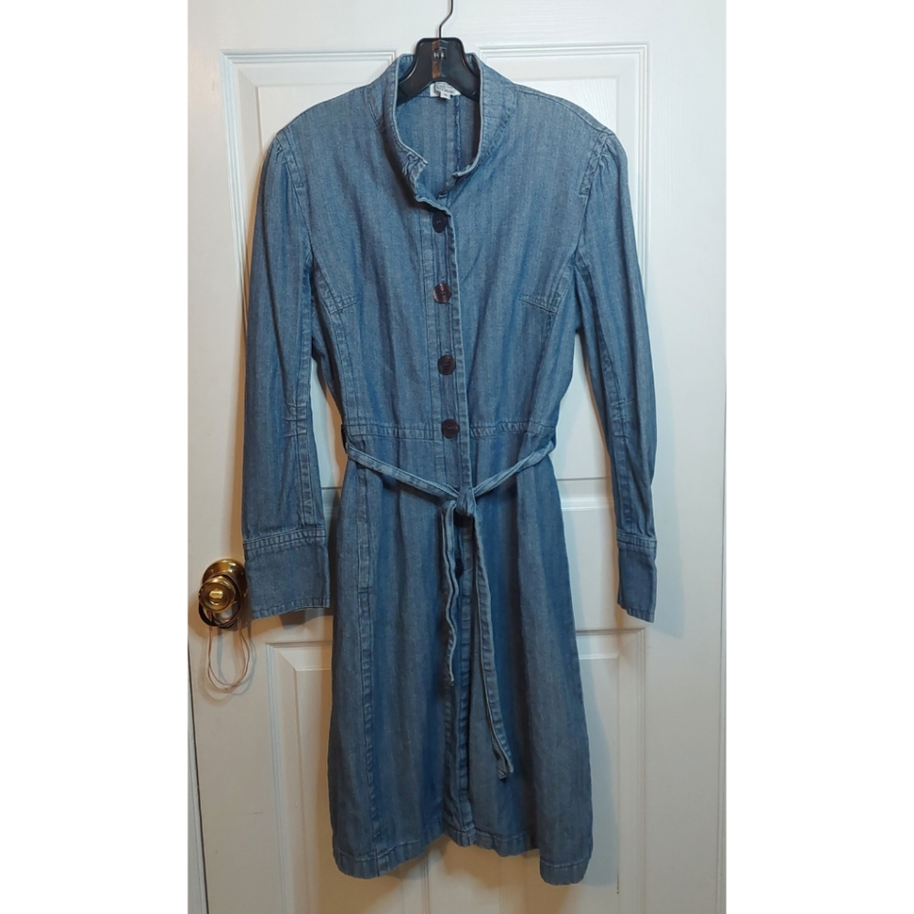 Newport News Jeanology Vintage Heavyweight Denim Midi Jacket Dress 90s Sz 16